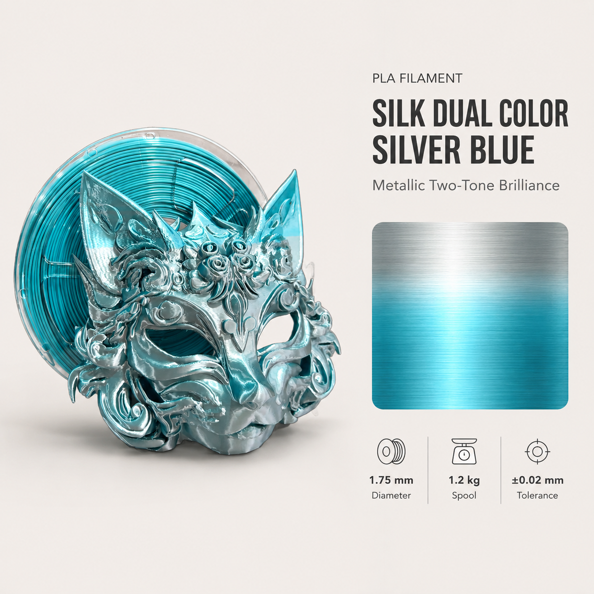 Premium PLA 3D Filament 1.75mm - Dual-Color Finish (1KG)