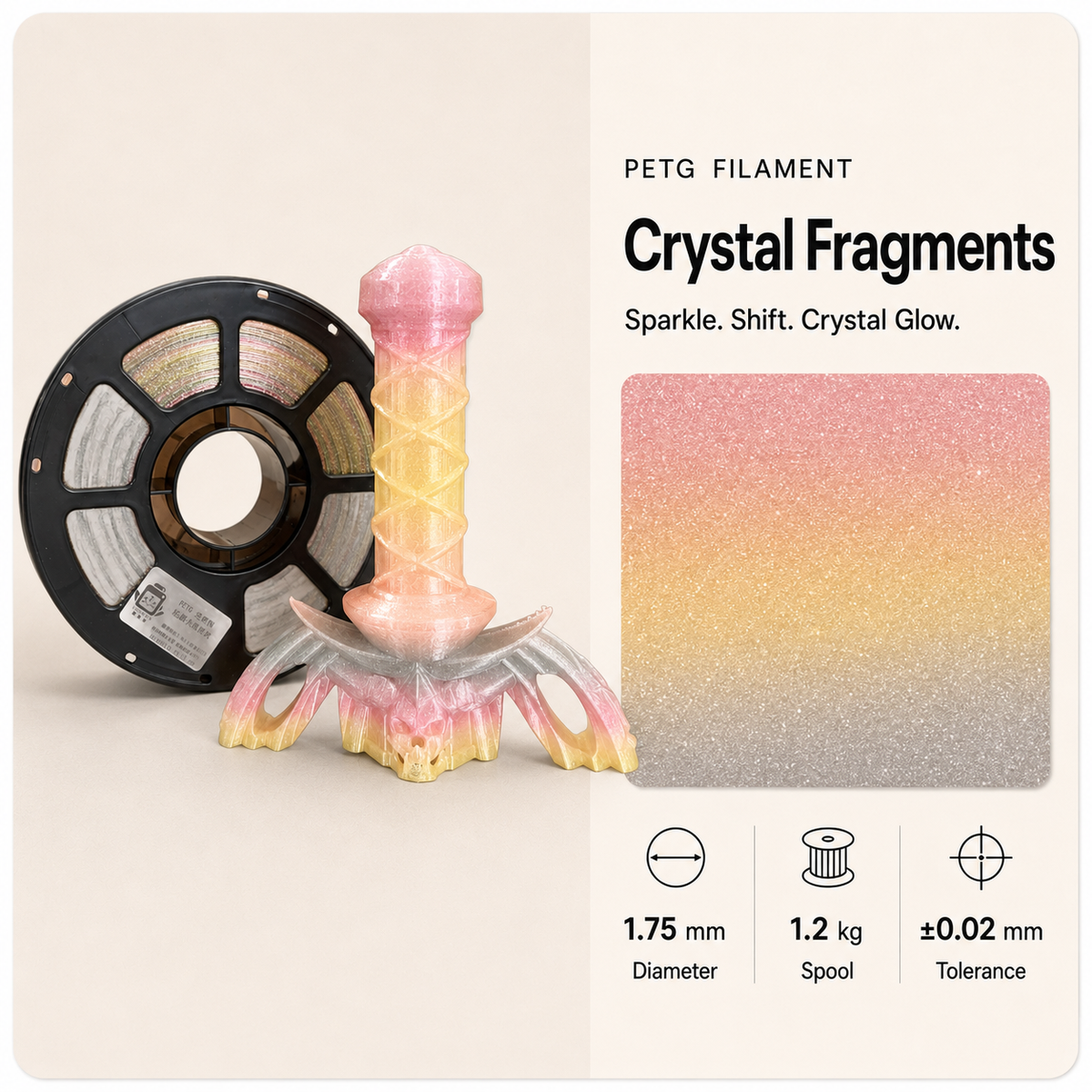 Premium PETG 3D Filament 1.75mm - Dual-Color Finish (1KG)