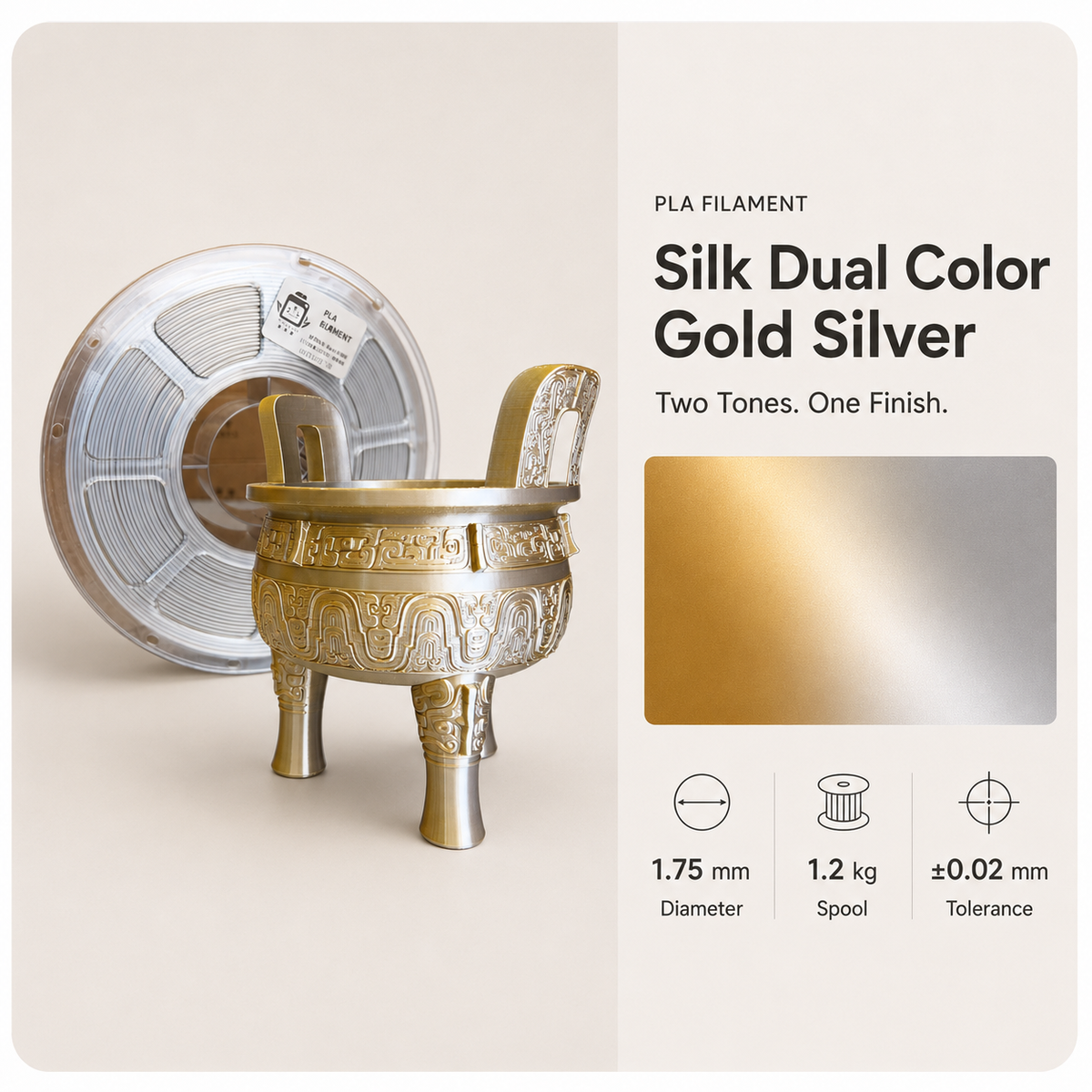 Premium PLA 3D Filament 1.75mm - Dual-Color Finish (1KG)