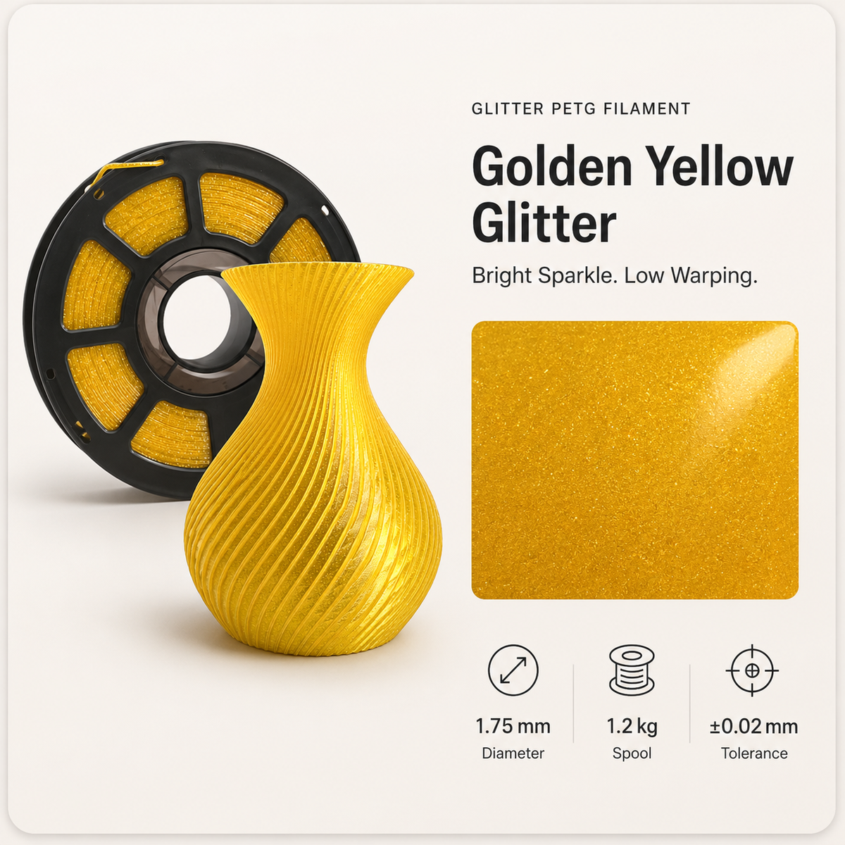 Premium PETG 3D Filament 1.75mm - Glitter Finish (1KG)