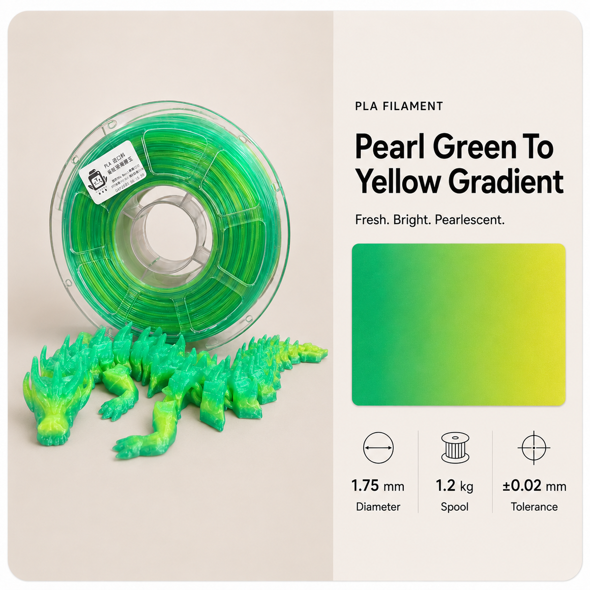 Premium PLA 3D Filament 1.75mm - Dual-Color Finish (1KG)