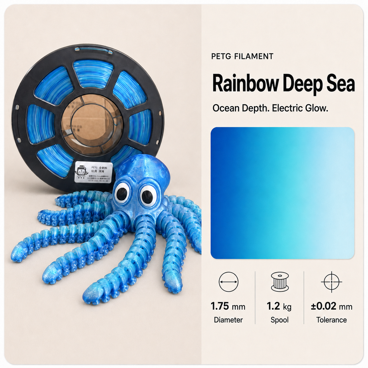 Premium PETG 3D Filament 1.75mm - Dual-Color Finish (1KG)
