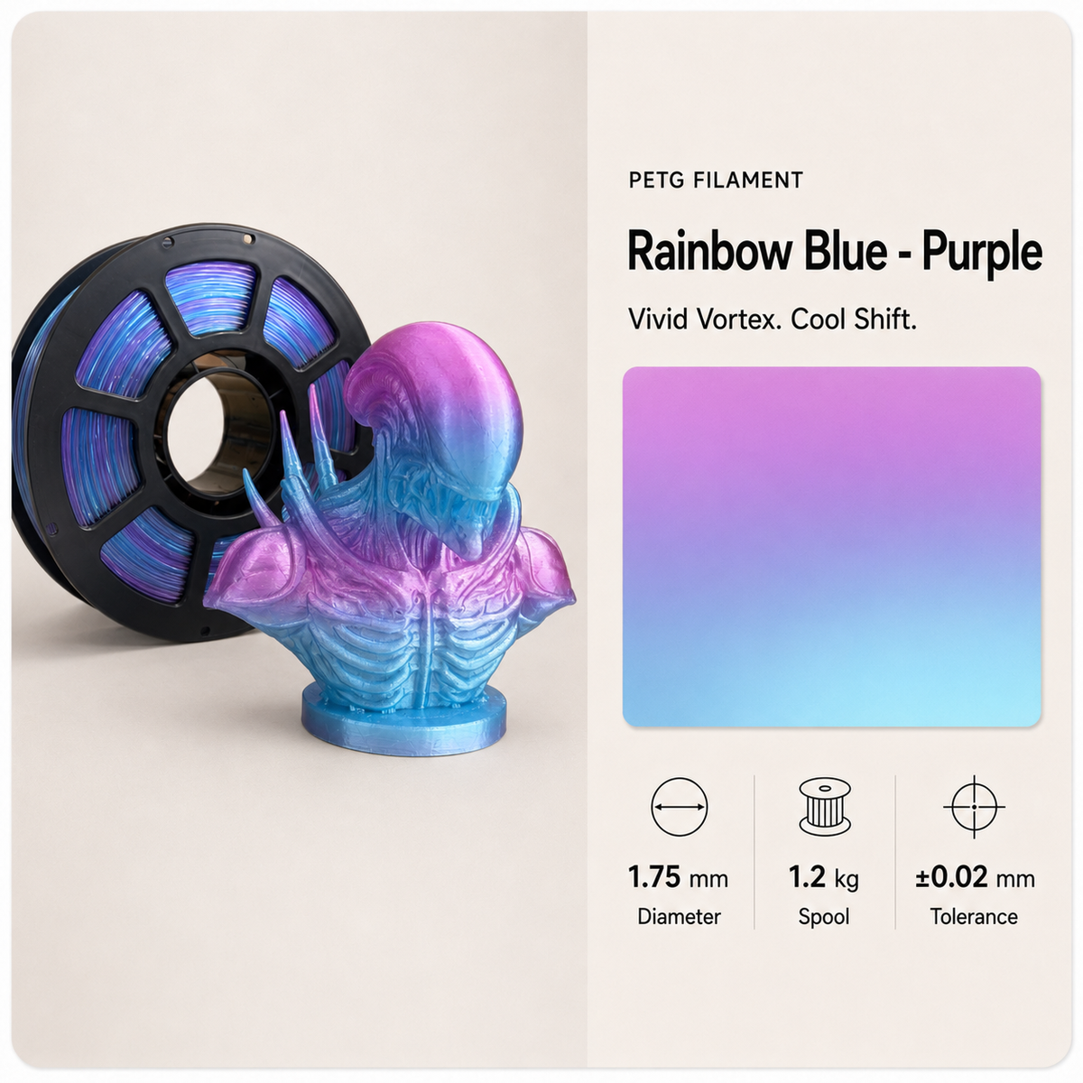 Premium PETG 3D Filament 1.75mm - Dual-Color Finish (1KG)