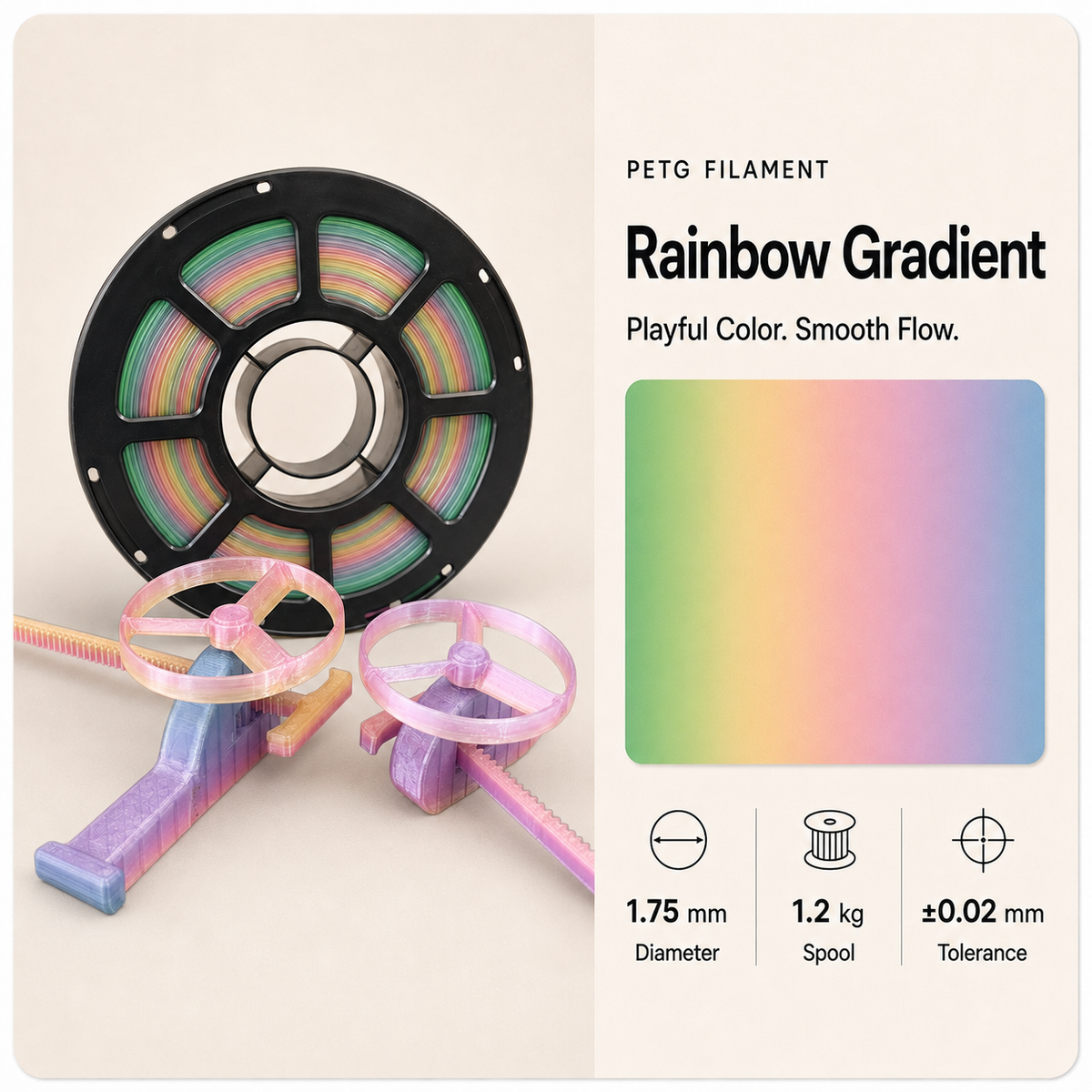 Premium PETG 3D Filament 1.75mm - Dual-Color Finish (1KG)