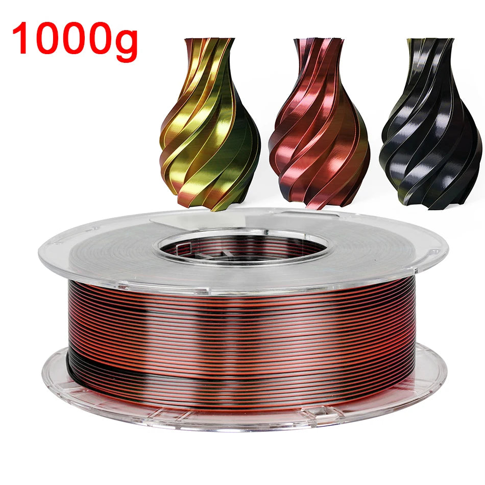Premium Tricolor Silk PLA Filament 1.75mm | Tri-Color Pearlescent