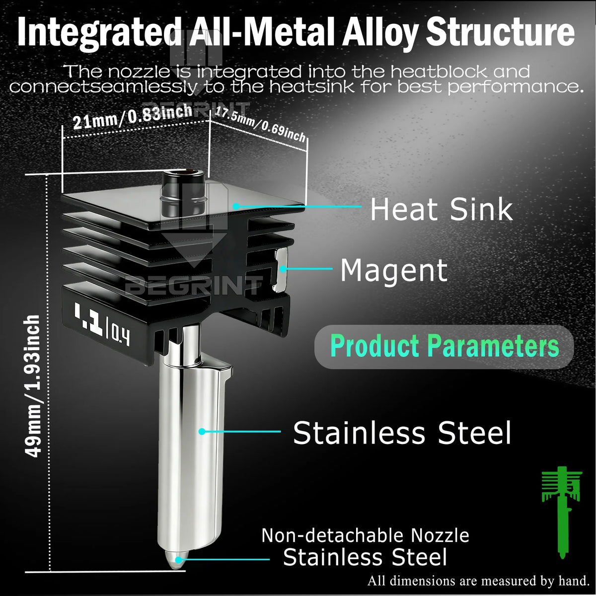 One-Piece Stainless Steel Hotend | For Bambu Lab P2S