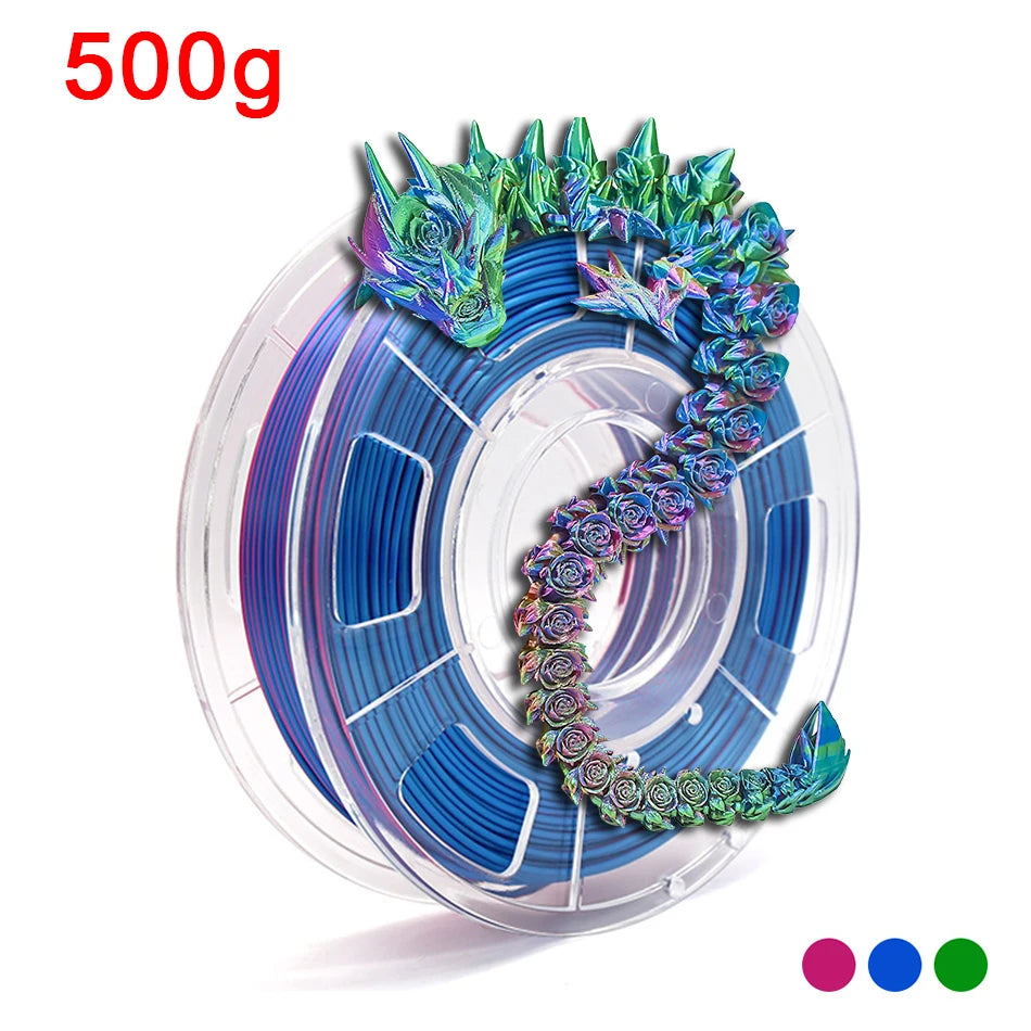 Premium Tricolor Silk PLA Filament 1.75mm | Color-Shifting Finish