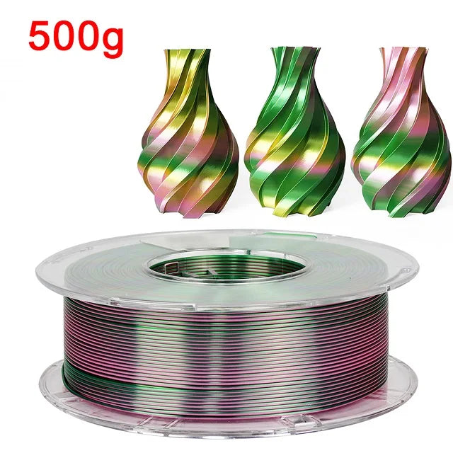 Premium Tricolor Silk PLA Filament 1.75mm | Color-Shifting Finish
