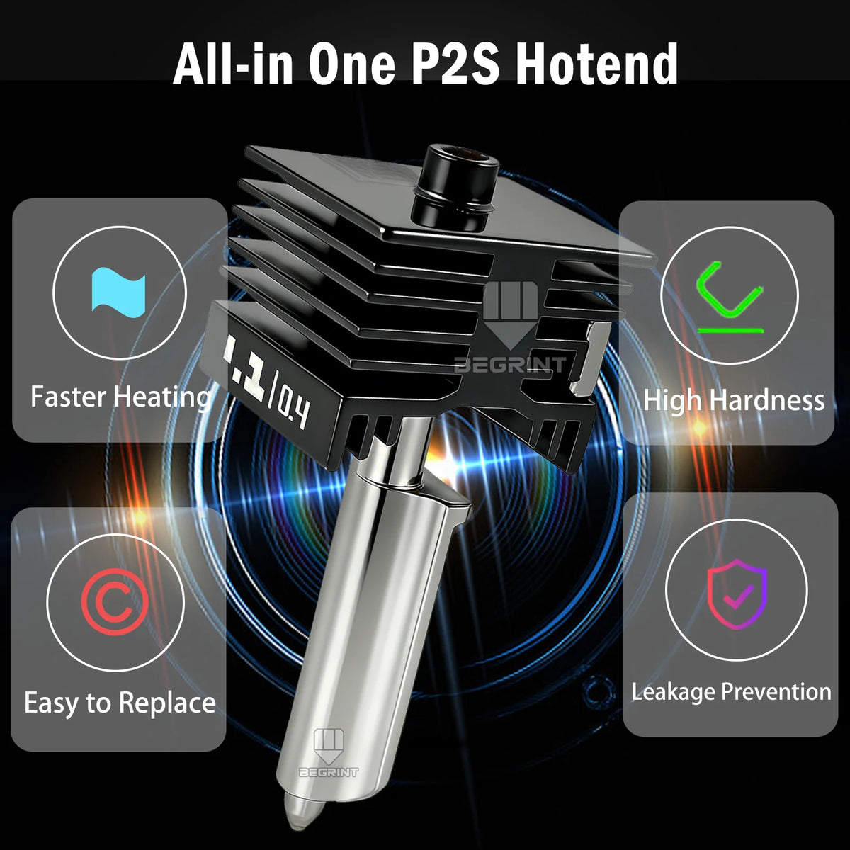 One-Piece Stainless Steel Hotend | For Bambu Lab P2S