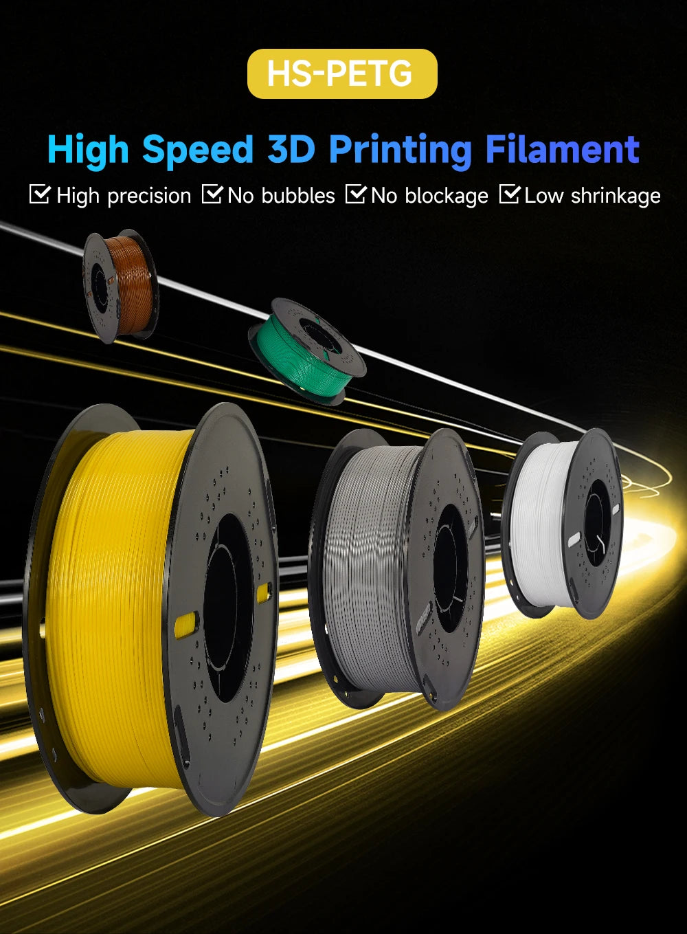 High-Speed HS-PLA & HS-PETG Filament 1.75mm | Up to 500mm/s | 5KG & 10KG Bulk