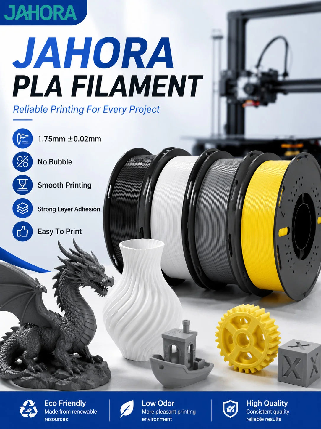 Premium PLA Filament 1.75mm | Eco-Friendly & Tough | 1KG Roll