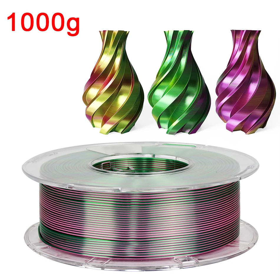Premium Tricolor Silk PLA Filament 1.75mm | Color-Shifting Finish