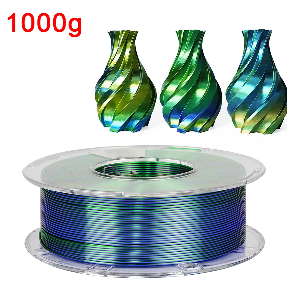 Premium Tricolor Silk PLA Filament 1.75mm | Color-Shifting Finish