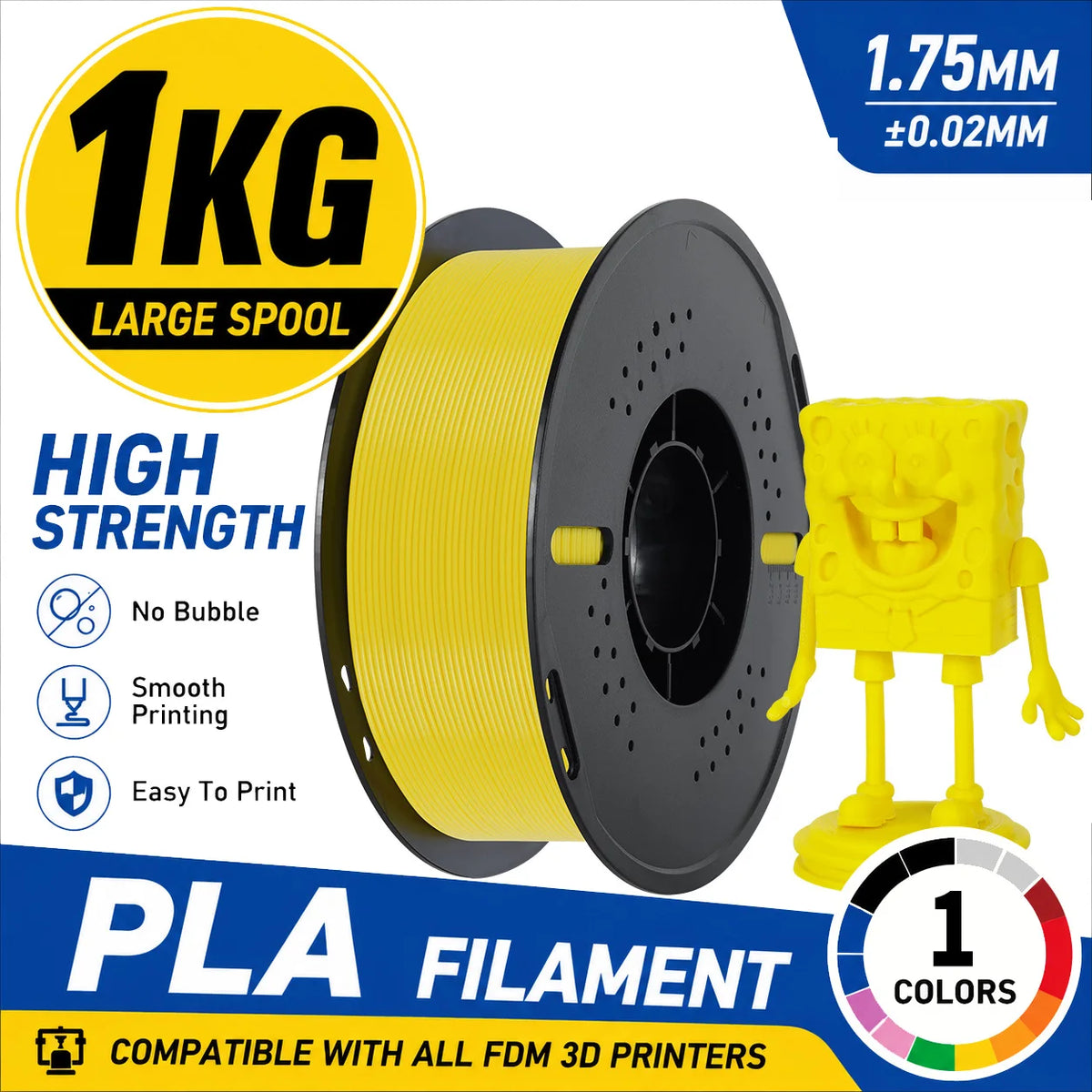 Premium PLA Filament 1.75mm | Eco-Friendly & Tough | 1KG Roll