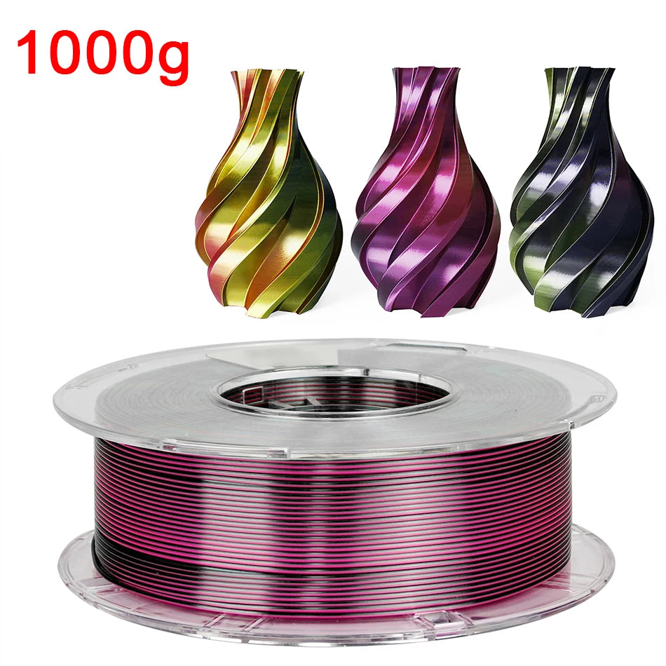 Premium Tricolor Silk PLA Filament 1.75mm | Color-Shifting Finish