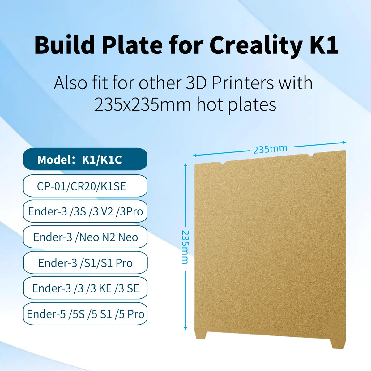 Double-Sided Build Plate | For Creality K1 & Ender (235x235mm)