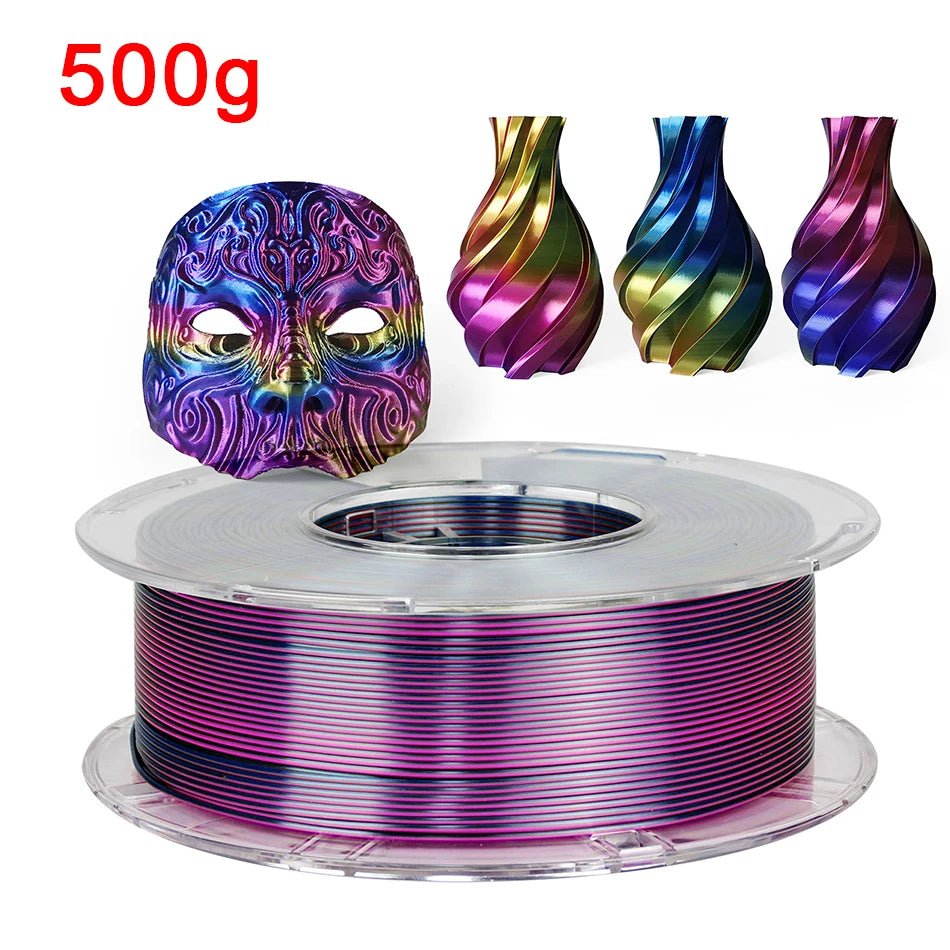 Premium Tricolor Silk PLA Filament 1.75mm | Color-Shifting Finish