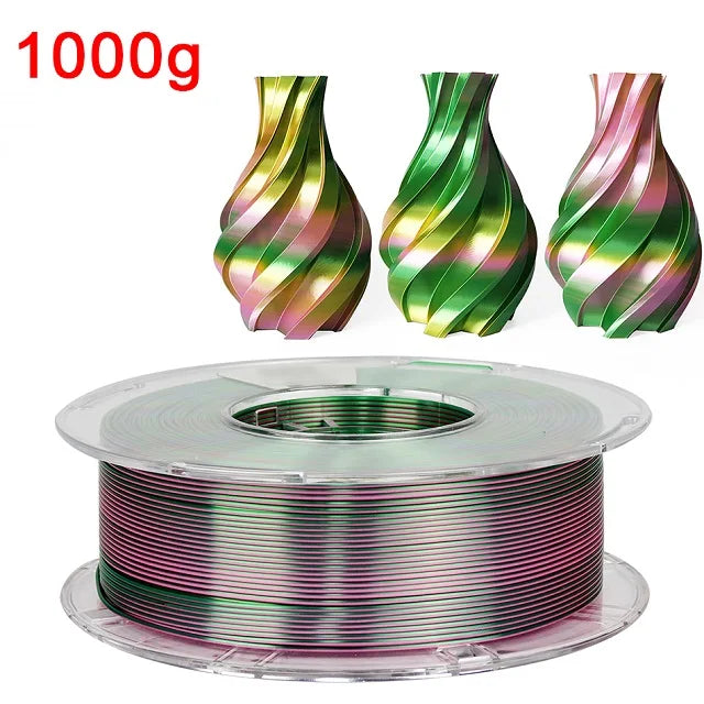 Premium Tricolor Silk PLA Filament 1.75mm | Color-Shifting Finish