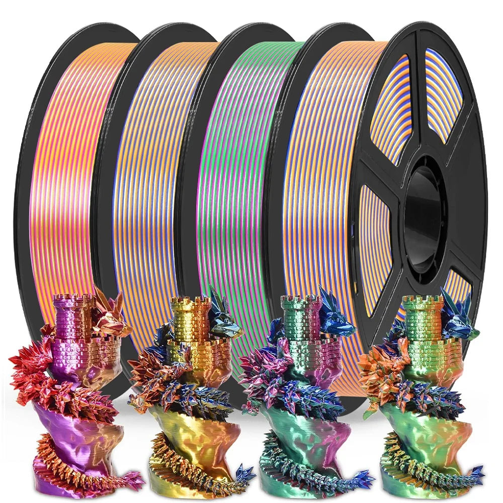 Premium Tricolor Silk PLA Filament 1.75mm | Tri-Color Pearlescent