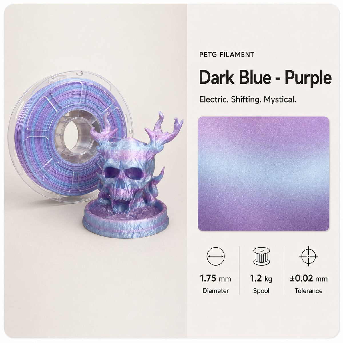Premium PETG 3D Filament 1.75mm - Dual-Color Finish (1KG)