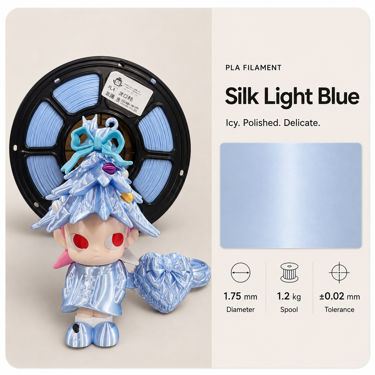 Premium PLA 3D Filament 1.75mm - Silk Finish (1KG)