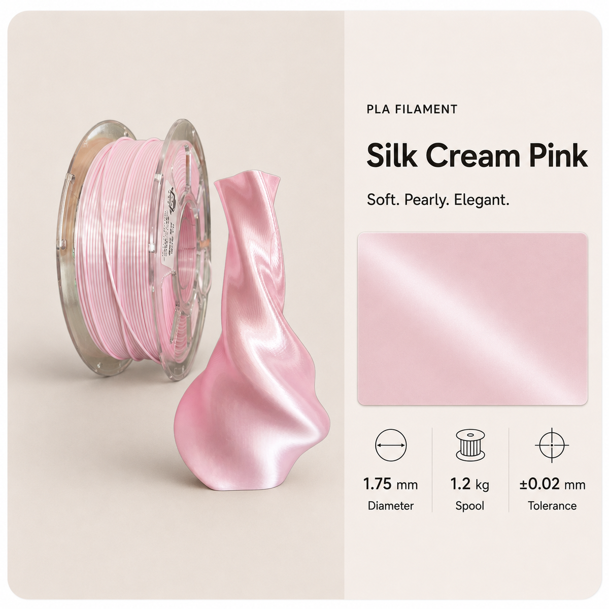 Premium PLA 3D Filament 1.75mm - Silk Finish (1KG)