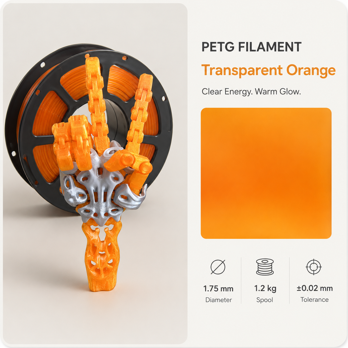 Premium PETG 3D Filament 1.75mm - Silk Finish (1KG)