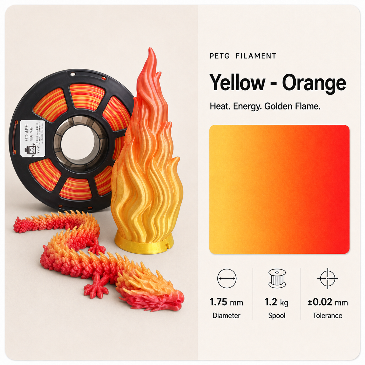 Premium PETG 3D Filament 1.75mm - Dual-Color Finish (1KG)