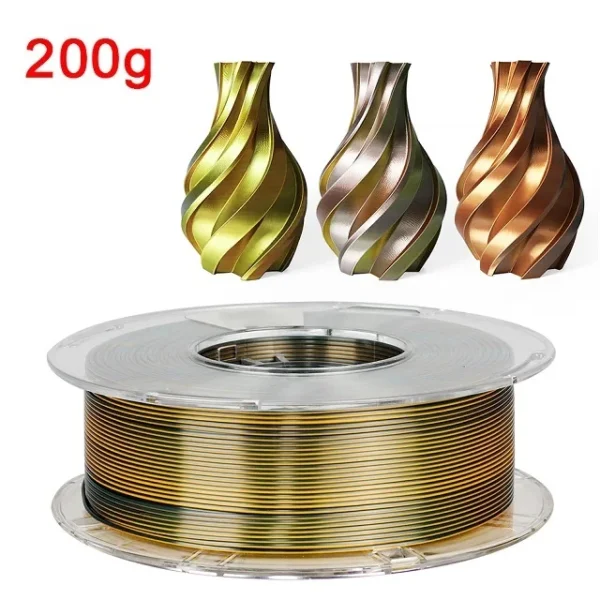 S1e722385ffc642c788be99a62e8d4ca2s.webp Premium 100-200G Tricolor Silk PLA Filament 1.75mm | Tri-Color Pearlescent