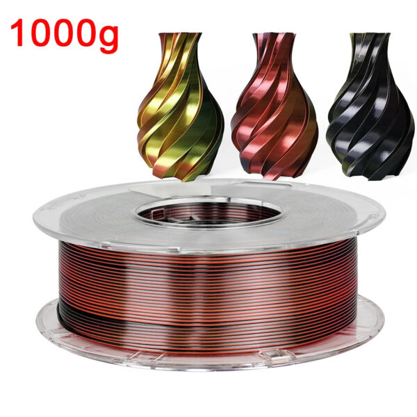 Premium Tricolor Silk PLA Filament 1.75mm | Color-Shifting Finish
