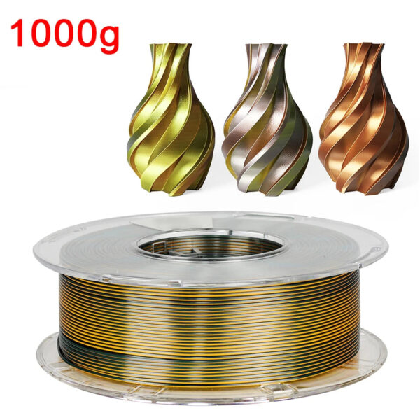 Premium Tricolor Silk PLA Filament 1.75mm | Color-Shifting Finish