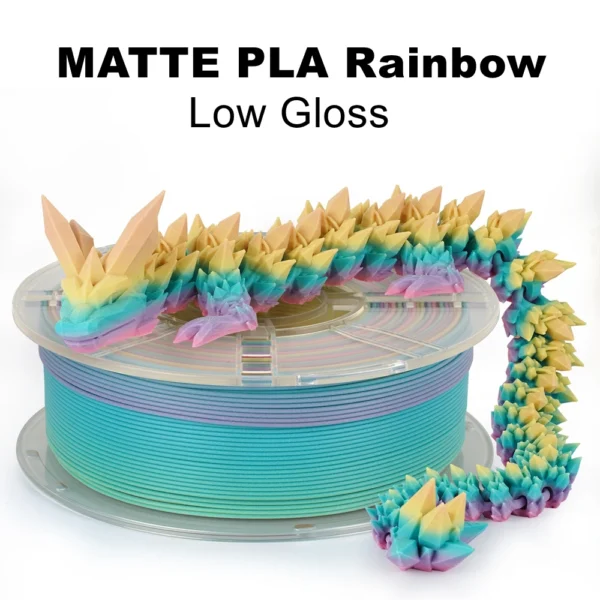 Premium Matte Rainbow PLA Filament 1.75mm | Frosted Finish | 1kg