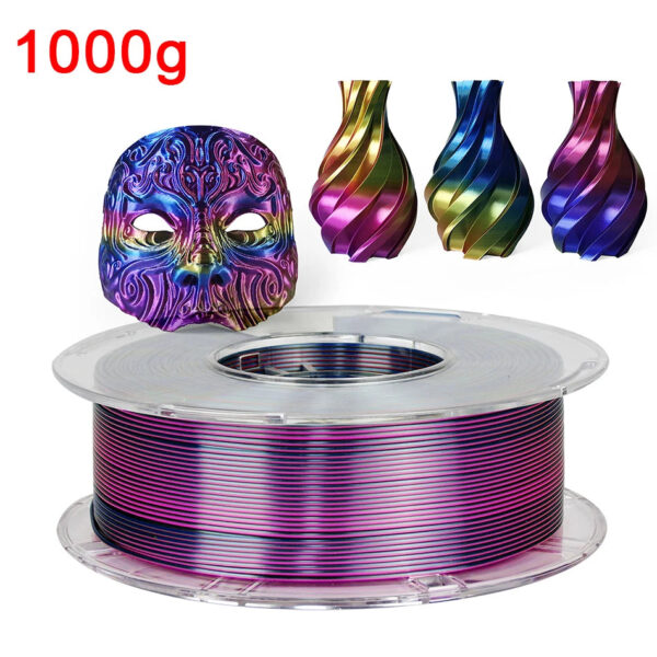 Premium Tricolor Silk PLA Filament 1.75mm | Color-Shifting Finish