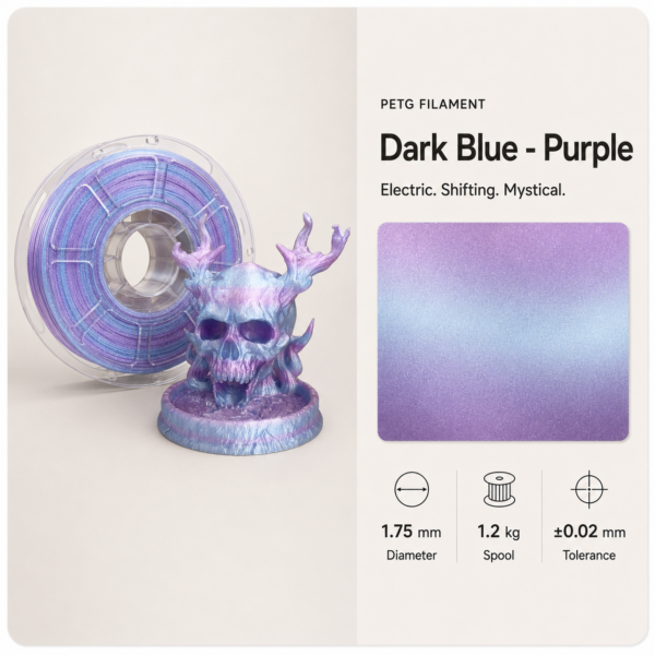 Shifting_Blue-Purple_PETG_Filament.png Premium PETG 3D Filament 1.75mm - Dual-Color Finish (1KG)